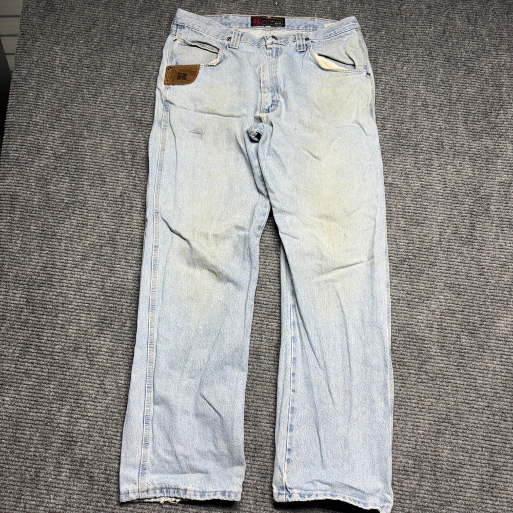 Rivet Denim Mens‎ Jeans 36x32 Light Wash Straight Leg Workwear Pants